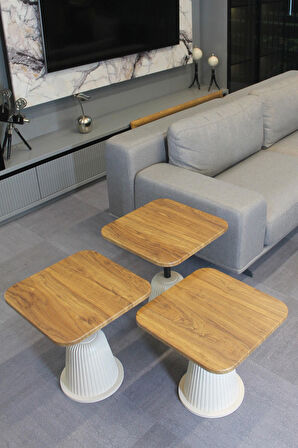 Venedik Zigon Sehpa Ceviz Mdf - Zigon Sehpa 3'lü