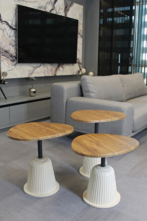 Torino Zigon Sehpa Ceviz Mdf - Zigon Sehpa 3'lü