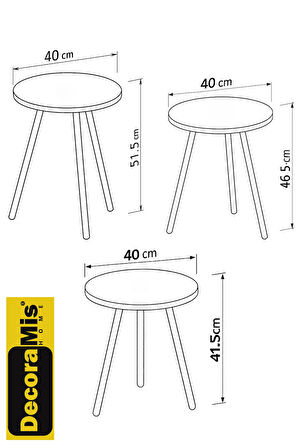 Parma Zigon Sehpa Beyaz 3'lü - Zigon Sehpa 3'lü - Beyaz Zigon Sehpa