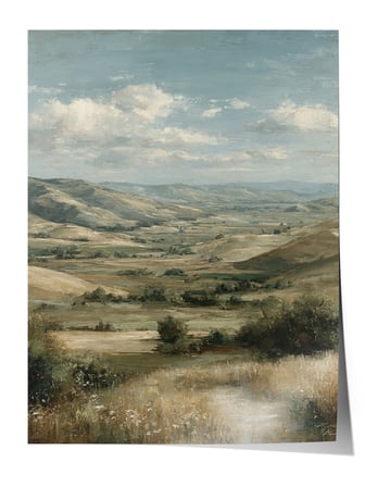 Vintage Duvar Posteri, Panoramik Vadi Görünümü Poster No: 20103