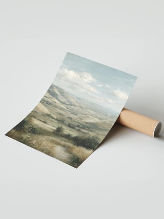 Vintage Duvar Posteri, Panoramik Vadi Görünümü Poster No: 20103