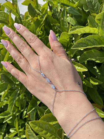 Şahmeran Pirinç Gümüş Renk Su Damlası Zirkon Taşlı Model