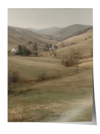 Vintage Duvar Posteri, Dağlık Ova Manzarası Poster No: 20105
