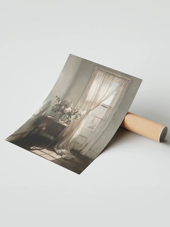 Vintage Duvar Posteri, Güneş Işıklı Pencere Köşesi Poster No: 20075
