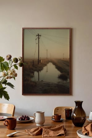 Vintage Duvar Tablosu, Tel Direkli Bataklık Yolu Kahverengi Çerçeveli No: 20110