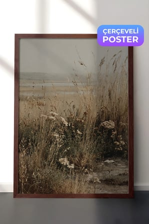 Vintage Duvar Tablosu, Sazlık ve Kum Yolu Kahverengi Çerçeveli No: 20112