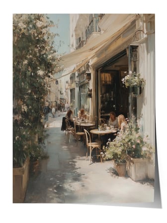 Vintage Duvar Posteri, Şehir Kafe Sokağı Poster No: 20114