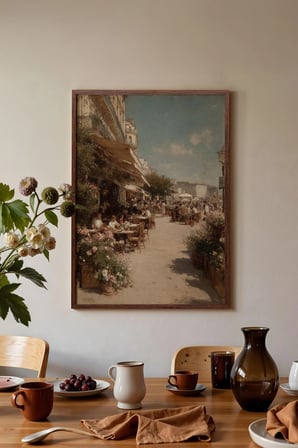 Vintage Duvar Tablosu, Cicekli Kafe Caddesi Kahverengi Cerceveli No: 20115