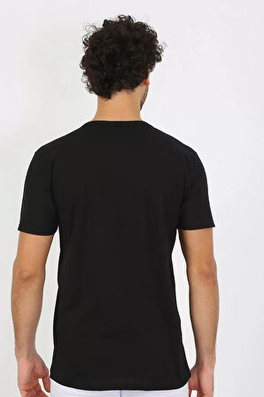 Erkek Açık Yaka Siyah Penye Atlet