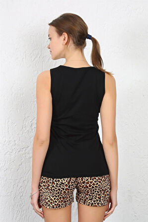 Kadın İp Askılı Şortlu Takım Siyah