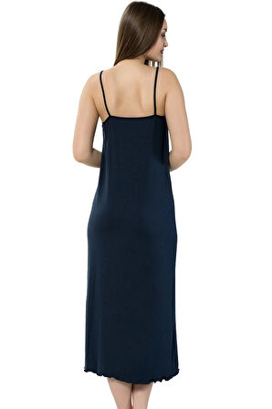 Bayan İp Askılı Uzun Gecelik Siyah