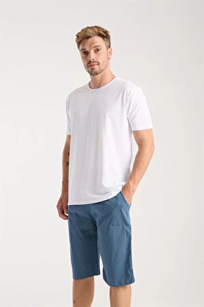 Erkek Cepli Pamuk Penye Şort İndigo