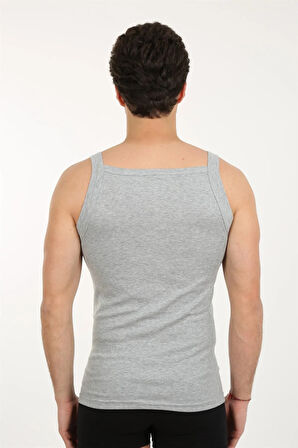 Erkek Kalın Askılı Likralı Atlet Gri