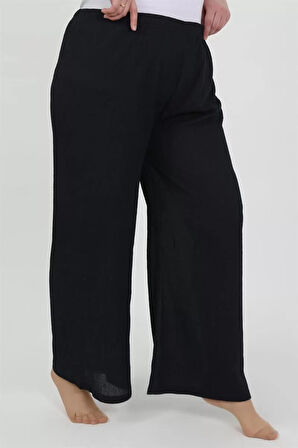 Kadın Büyük Beden Bürümcük Pantolon Lacivert