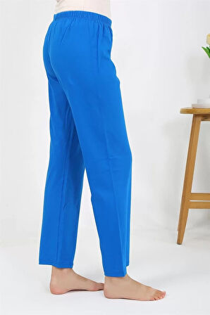 Kadın Penye Düz Tek Alt Pijama Mavi