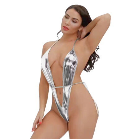 Gümüş Parlak Bodysouit CK2710134