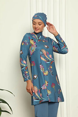 Tam Tesettür Dijital Desenli Mayo 31043