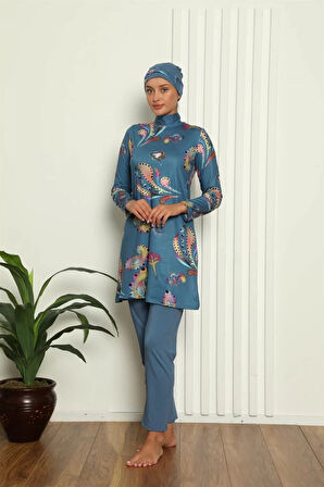 Tam Tesettür Dijital Desenli Mayo 31043