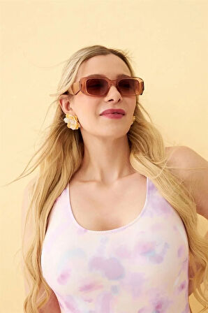 Kadın Pembe Renkli Desenli Büyük Beden Tek Parça Mayo