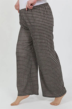 Kadın Büyük Beden Bürümcük Pantolon  Kahve