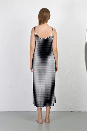 İp Askılı Uzun Yırtmaçlı Penye Gecelik