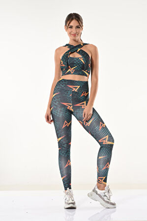 Baskılı Büstiyer Tayt Takım 531