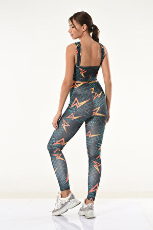 Baskılı Büstiyer Tayt Takım 531