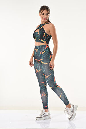 Baskılı Büstiyer Tayt Takım 531