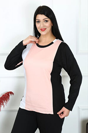 Kadın Büyük Beden Penye Uzun Kol Pijama Takım