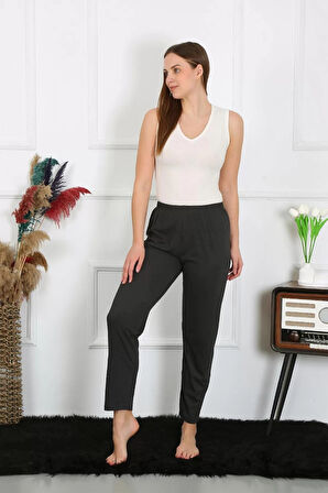 Kadın Pamuk Penye Tek Alt Pijama Füme