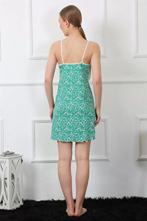 Kadın İp Askılı Penye Gecelik Turkuaz