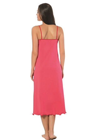 Bayan İp Askılı Uzun Gecelik Fuşya