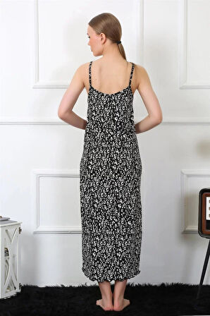 Kadın İp Askılı Uzun Gecelik Siyah