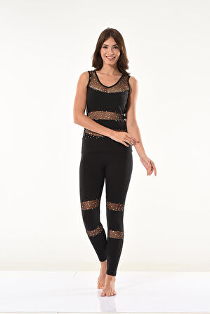 Puantiyeli Transparan Tayt Takım 1504