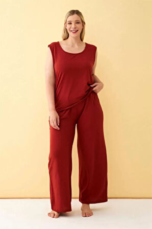 Kadın Kiremit Büyük Beden Penye Alt Üst Takım