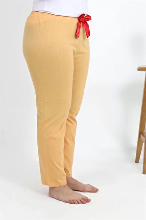 Kadın Pamuklu Büyük Beden Alt Pijama Sarı