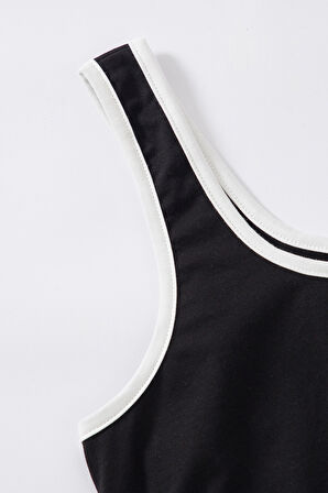 Kadın Siyah Askılı Crop Top Ve Şortlu Gecelik Takım