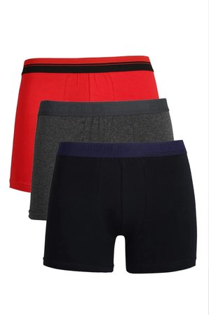 Erkek Penye 3'lü Boxer Kırmızı-Füme-Lacivert