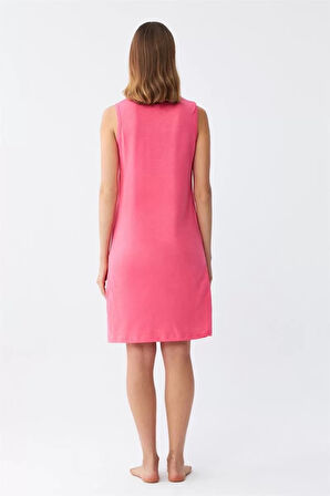 Kadın Kalın Askılı Penye Gecelik Fuşya