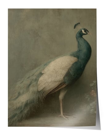 Vintage Duvar Posteri, Zarif Tavus Kuşu Poster No: 20127