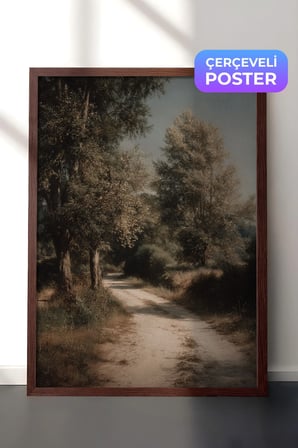 Vintage Duvar Tablosu, Gölgeli Orman Yolu Kahverengi Çerçeveli No: 20215