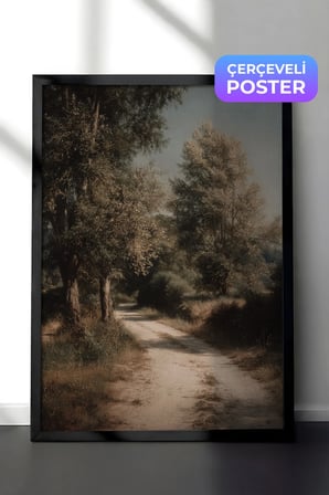 Vintage Duvar Tablosu, Gölgeli Orman Yolu Siyah Çerçeveli No: 20215