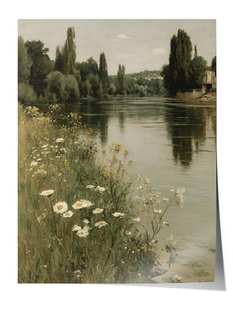 Vintage Duvar Posteri, Papatyalı Göl Kıyısı Poster No: 20241