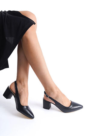 Kadın Siyah Arkası Açık Stiletto Topuklu Ayakkabı