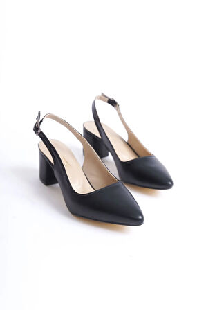 Kadın Siyah Arkası Açık Stiletto Topuklu Ayakkabı