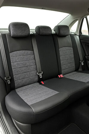 Kia Rio Araçlara Uyumlu Oto Koltuk Kılıfı Seti - Keten Deri Detay - Zeus Model