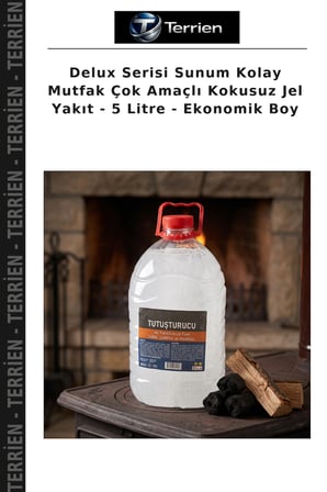 Delux Serisi Sunum Kolay Mutfak Çok Amaçlı Kokusuz Jel Yakıt - 5 Litre - Ekonomik Boy