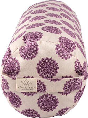 Sunyoga Silindir Yoga Minderi (Bolster) – Meditasyon ve Yoga Destek Yastığı Mandala Desenli Mor Byeaz