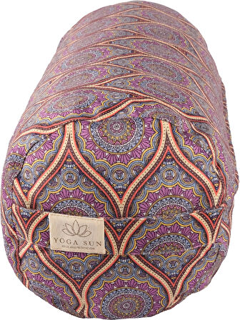 Sunyoga Silindir Yoga Minderi (Bolster) – Meditasyon ve Yoga Destek Yastığı Full Mandala Desenli Mor