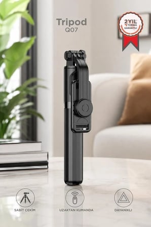 Delux Serisi Seyahat Telefon Çek Tripod Q07 Siyah
